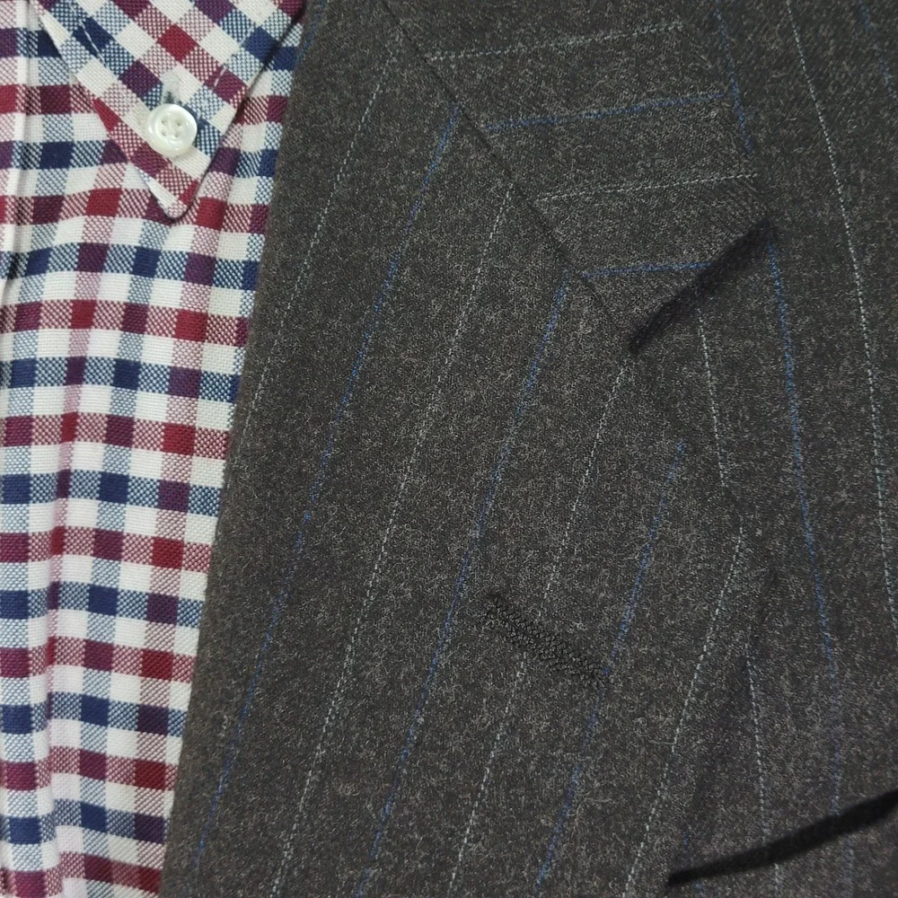 VTG Nino Cerruti Men's Sport Coat Blazer‎ Two Button Flannel Brown Striped 40R